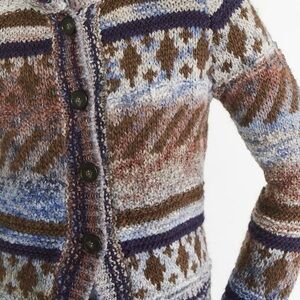 Vanessa Bruno multicolor Fair Isle Purdie Cardigan Sweater, made in Italy